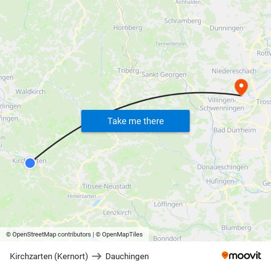 Kirchzarten (Kernort) to Dauchingen map