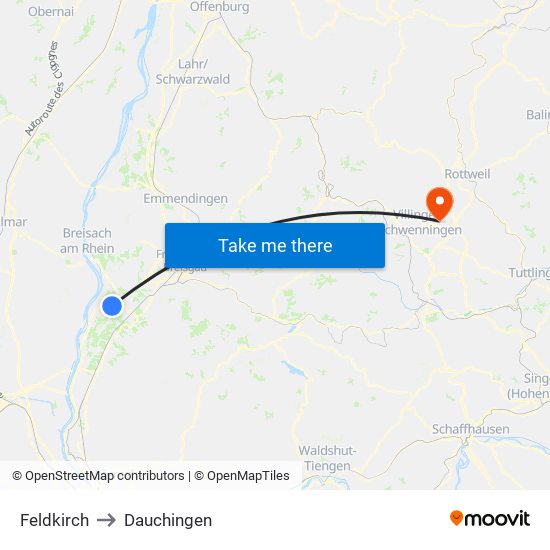 Feldkirch to Dauchingen map