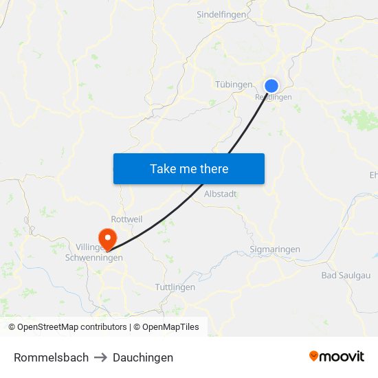Rommelsbach to Dauchingen map