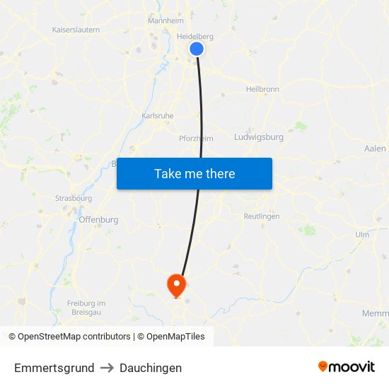 Emmertsgrund to Dauchingen map