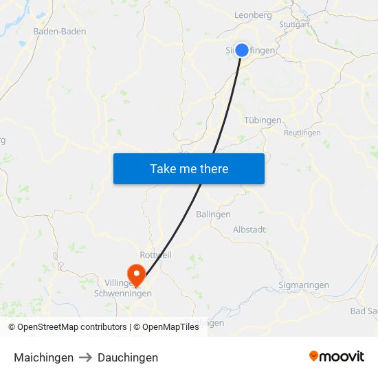 Maichingen to Dauchingen map