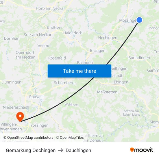 Gemarkung Öschingen to Dauchingen map