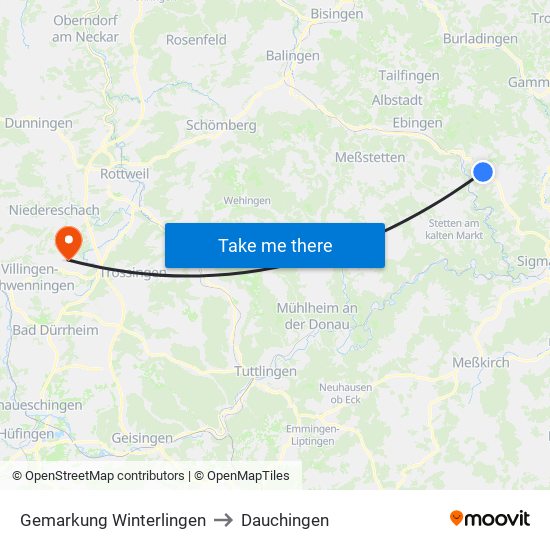 Gemarkung Winterlingen to Dauchingen map