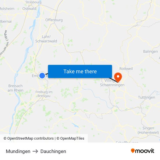 Mundingen to Dauchingen map