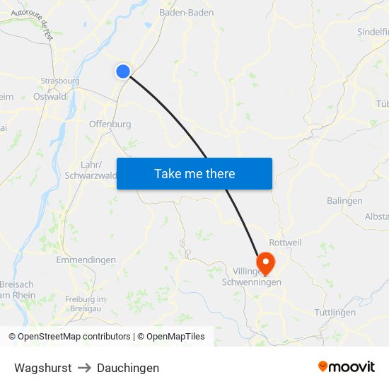 Wagshurst to Dauchingen map