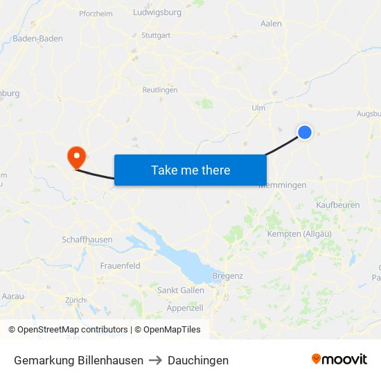 Gemarkung Billenhausen to Dauchingen map