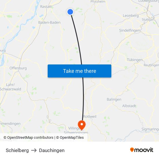 Schielberg to Dauchingen map