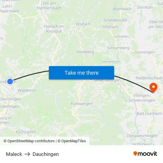 Maleck to Dauchingen map