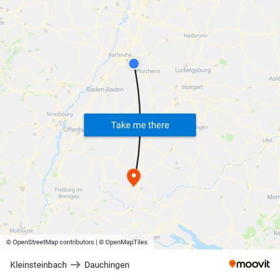 Kleinsteinbach to Dauchingen map