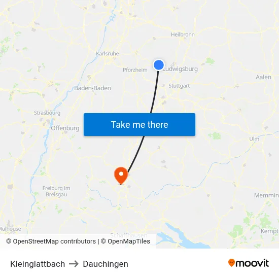 Kleinglattbach to Dauchingen map