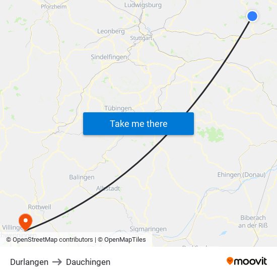 Durlangen to Dauchingen map