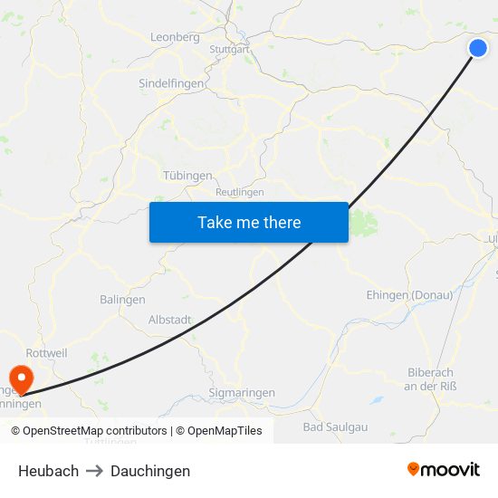 Heubach to Dauchingen map