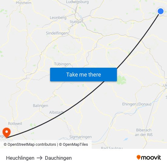 Heuchlingen to Dauchingen map