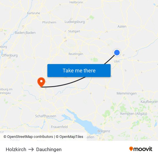 Holzkirch to Dauchingen map