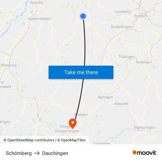 Schömberg to Dauchingen map