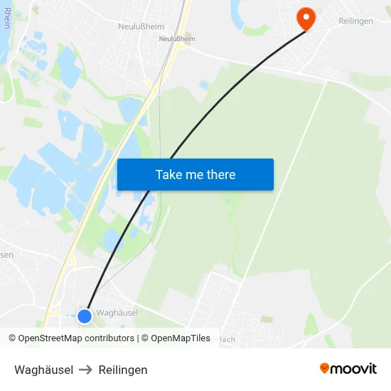 Waghäusel to Reilingen map