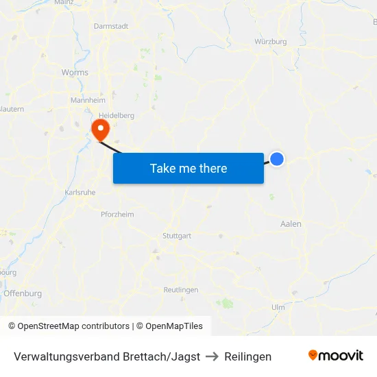 Verwaltungsverband Brettach/Jagst to Reilingen map
