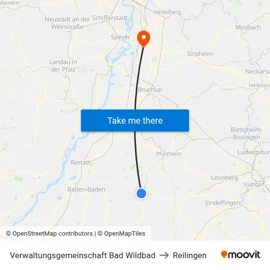 Verwaltungsgemeinschaft Bad Wildbad to Reilingen map