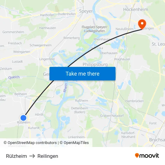 Rülzheim to Reilingen map