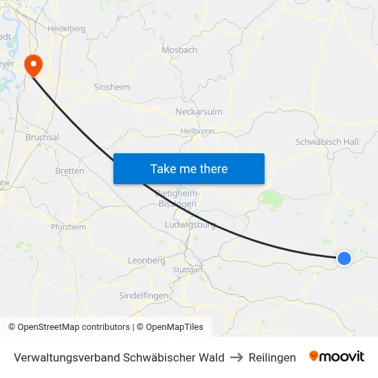 Verwaltungsverband Schwäbischer Wald to Reilingen map