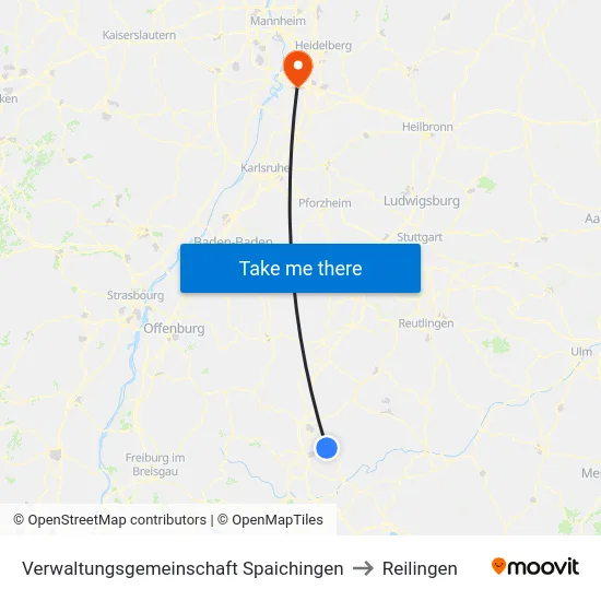 Verwaltungsgemeinschaft Spaichingen to Reilingen map