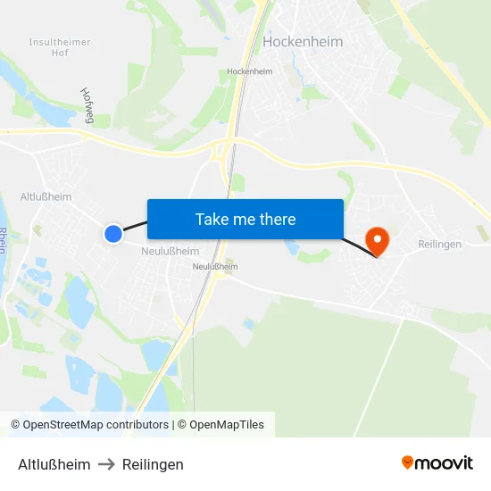 Altlußheim to Reilingen map