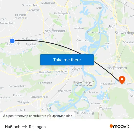 Haßloch to Reilingen map