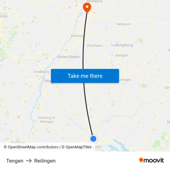 Tengen to Reilingen map