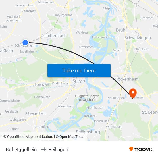 Böhl-Iggelheim to Reilingen map