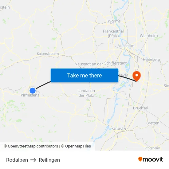 Rodalben to Reilingen map