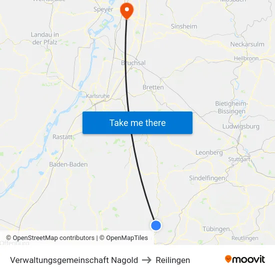 Verwaltungsgemeinschaft Nagold to Reilingen map