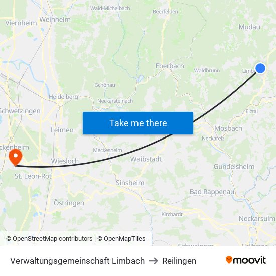 Verwaltungsgemeinschaft Limbach to Reilingen map
