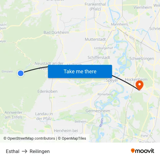 Esthal to Reilingen map