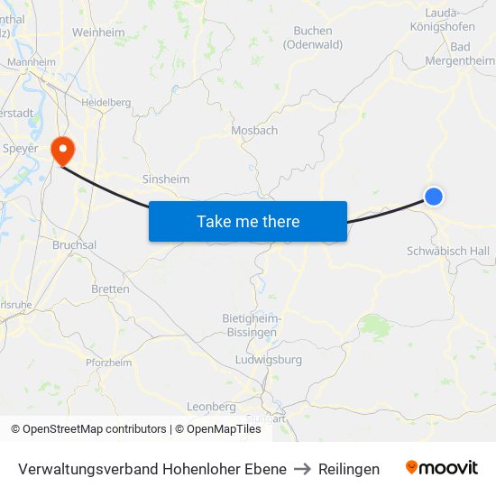 Verwaltungsverband Hohenloher Ebene to Reilingen map