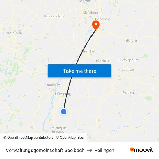 Verwaltungsgemeinschaft Seelbach to Reilingen map