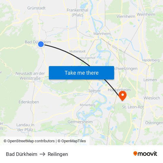 Bad Dürkheim to Reilingen map
