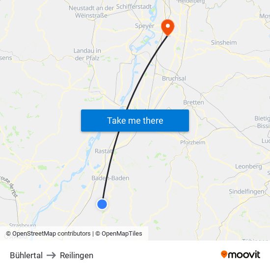 Bühlertal to Reilingen map
