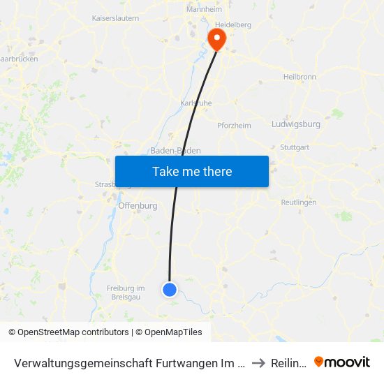 Verwaltungsgemeinschaft Furtwangen Im Schwarzwald to Reilingen map