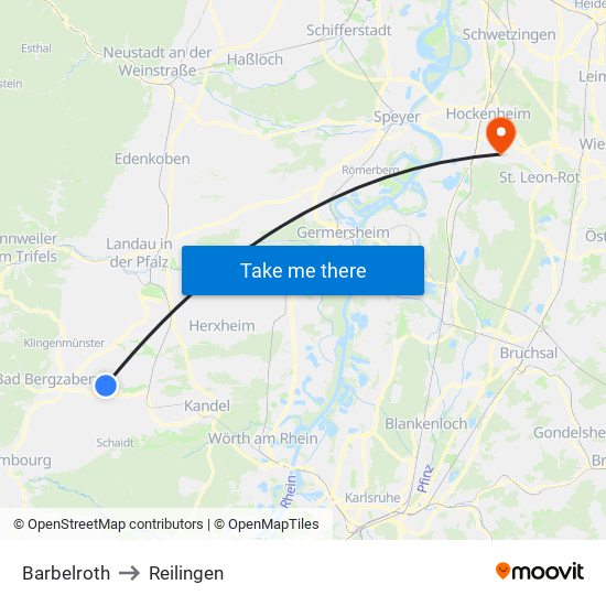 Barbelroth to Reilingen map