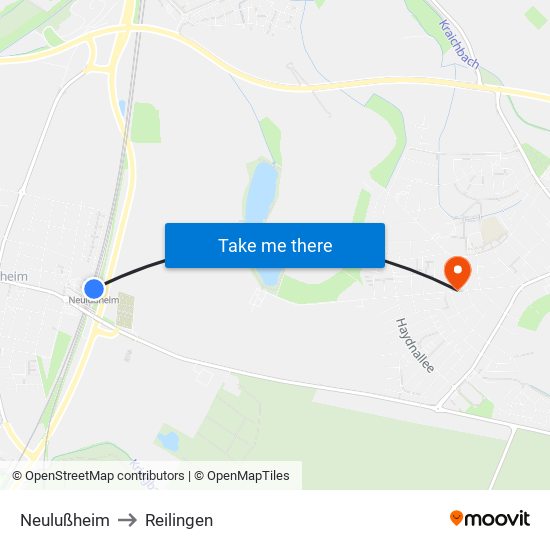 Neulußheim to Reilingen map