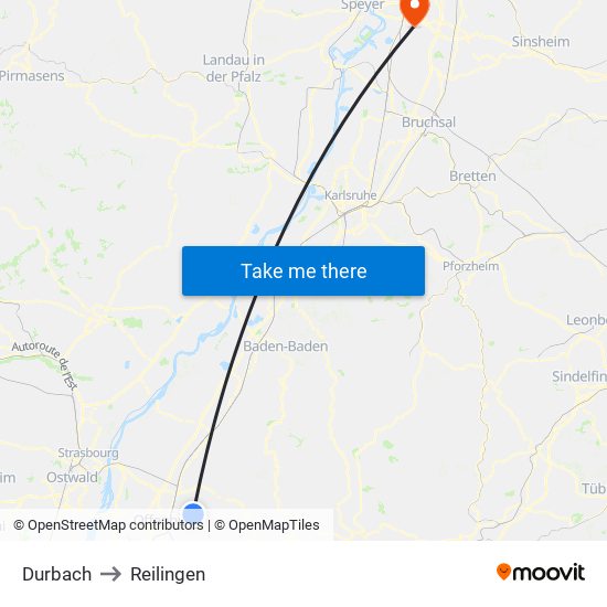 Durbach to Reilingen map