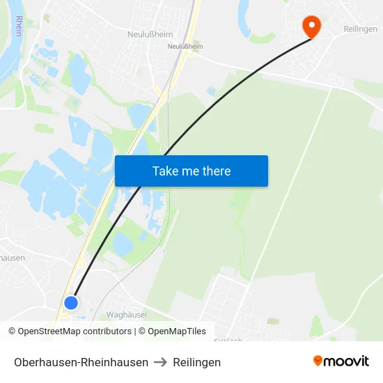 Oberhausen-Rheinhausen to Reilingen map