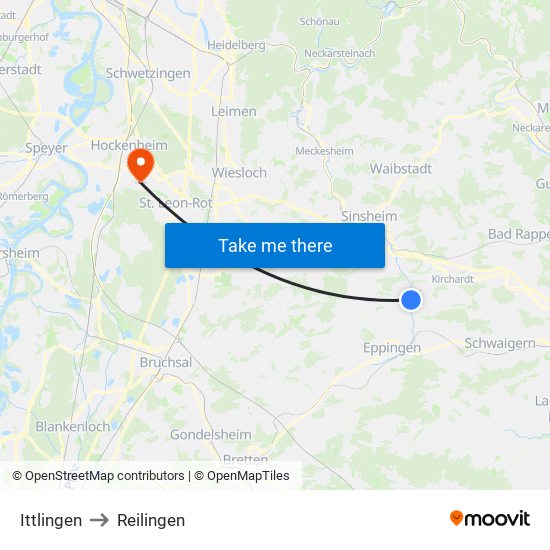 Ittlingen to Reilingen map