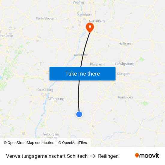 Verwaltungsgemeinschaft Schiltach to Reilingen map