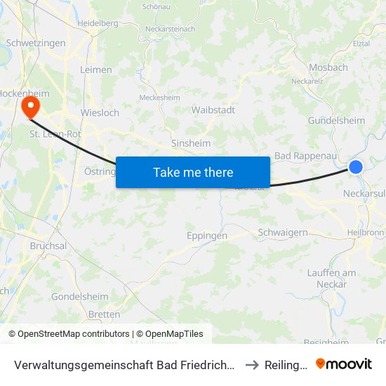 Verwaltungsgemeinschaft Bad Friedrichshall to Reilingen map