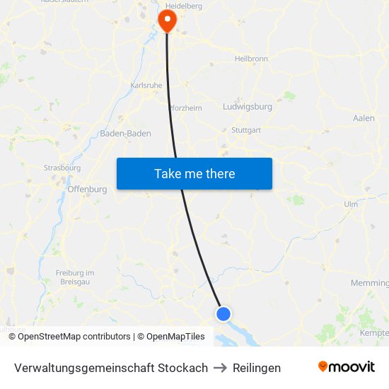 Verwaltungsgemeinschaft Stockach to Reilingen map