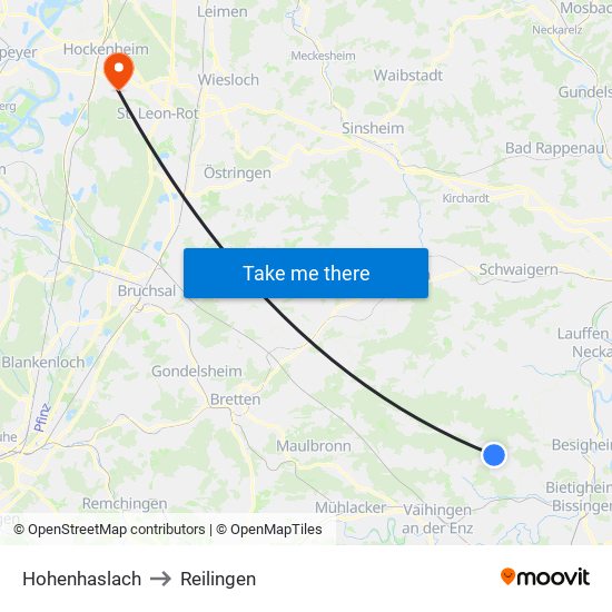 Hohenhaslach to Reilingen map