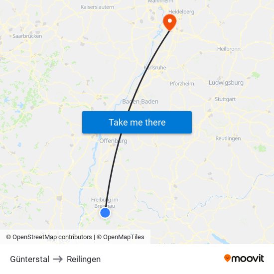 Günterstal to Reilingen map