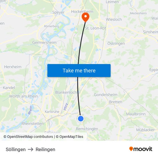 Söllingen to Reilingen map