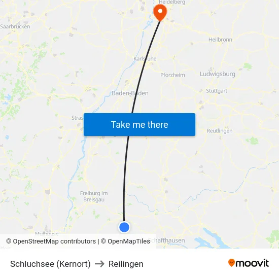 Schluchsee (Kernort) to Reilingen map